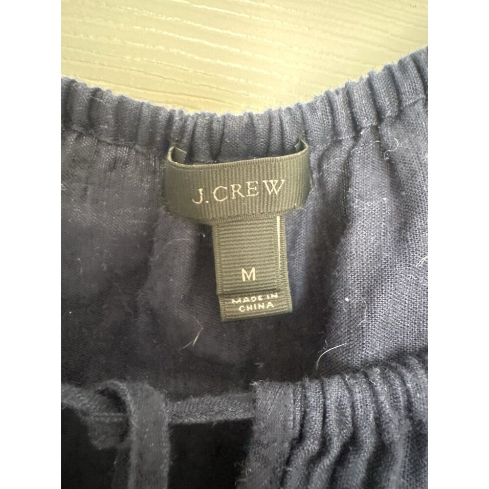 J.Crew Womens Medium Dark Blue Mini Dress Linen Blend - Picture 2 of 9